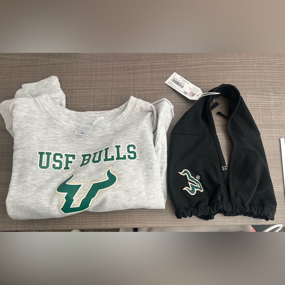 USF Bulls Gray Sweatshirt and Black Halter top